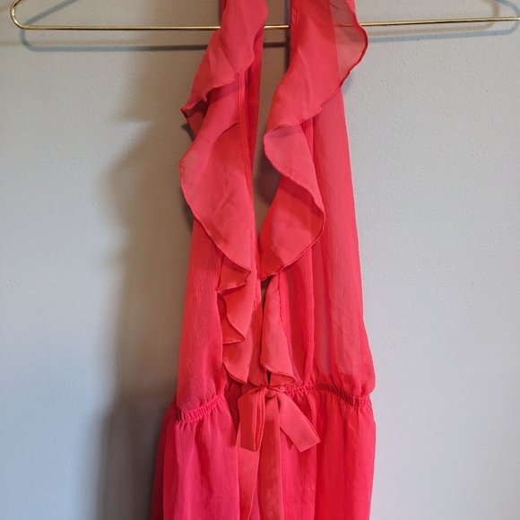 NWT Adore Me Coral Sheer Tie V-Neck Nightie, size XL - Picture 3 of 7